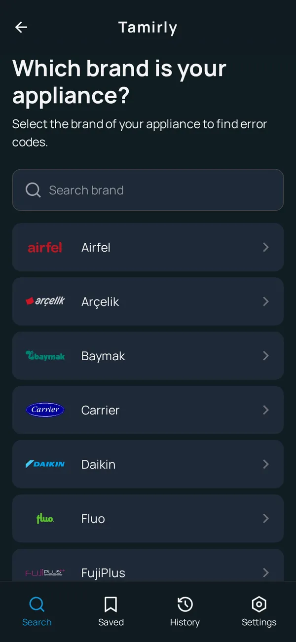 Select Appliance & Brand