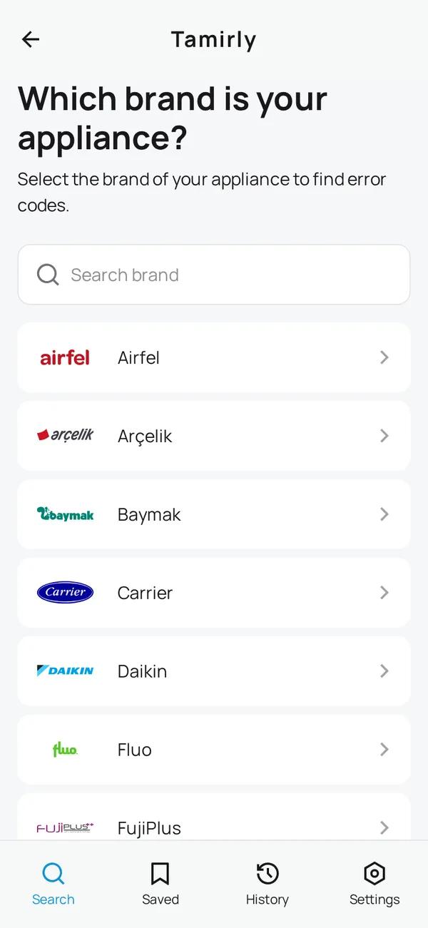 Select Appliance & Brand